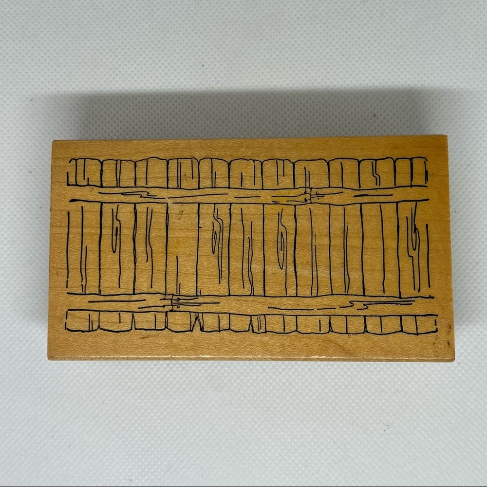 VTG 90s Art Impressions Wood Mounted Fence Stamp